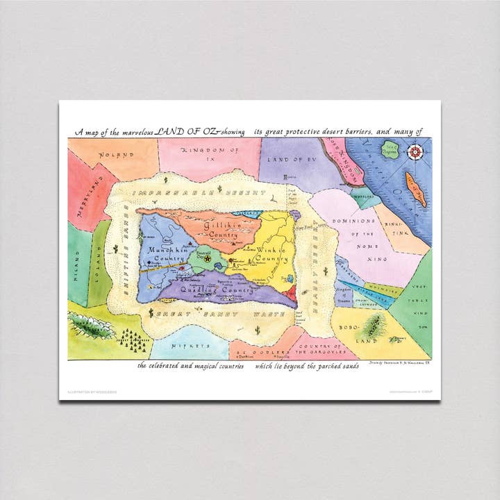 Laughing Elephant - Wholesale Art Print - Map of Oz - Storybook Classics Print