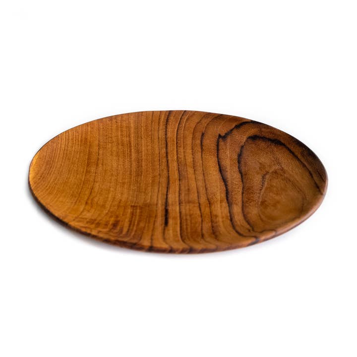 Bali Harvest - Wholesale Dinner Plate - Teak Root Flat Wooden Plate Set - Entree Dessert Breakfast