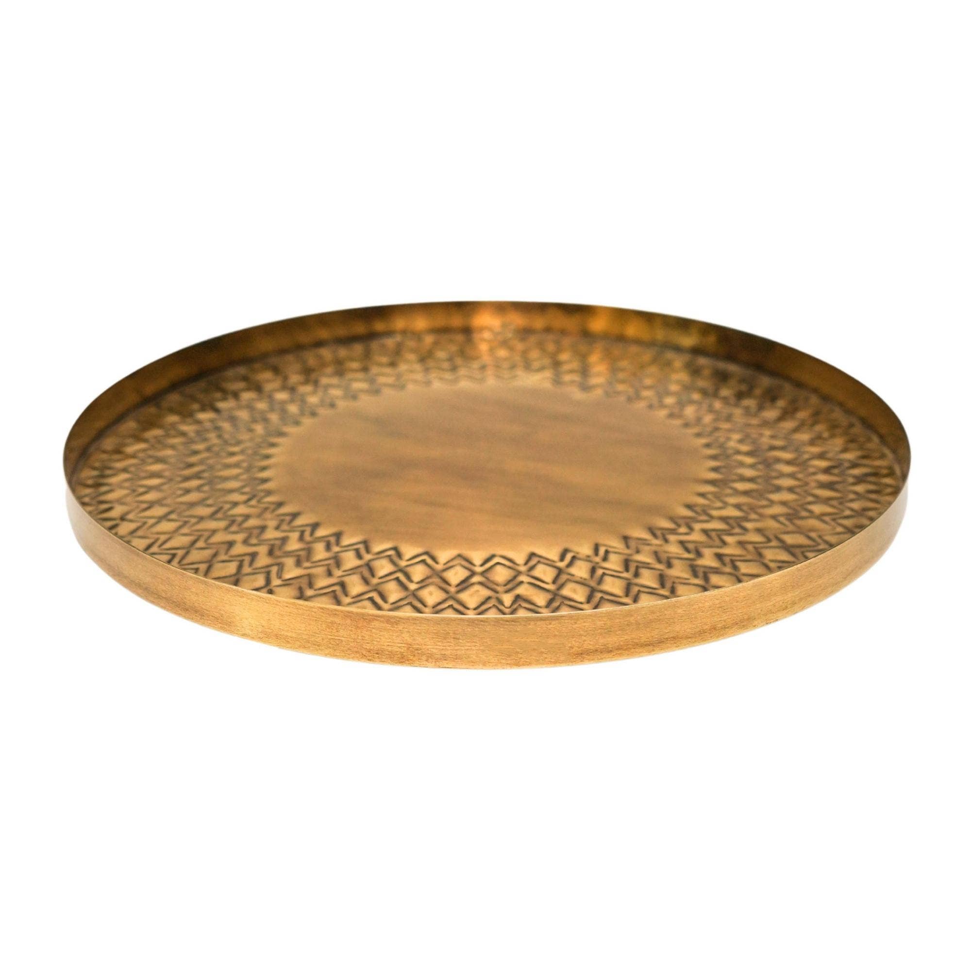 Ivyline – wholesale Decorative tray – Solis Embossed Tray Gold1