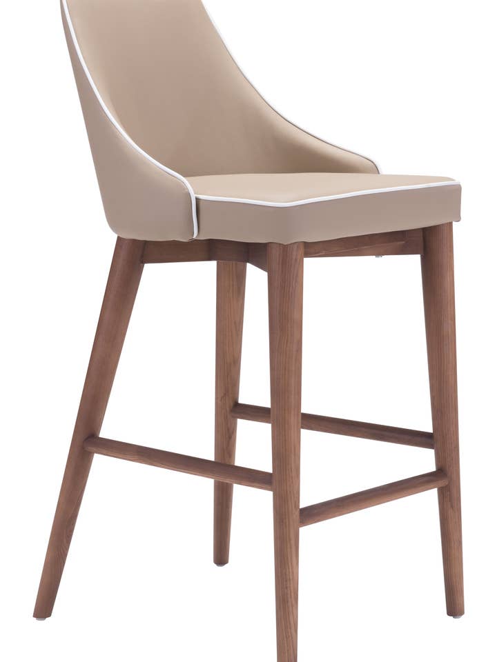 Banqueta Moor com encosto asa e base em madeira nogueira por atacado de Zuo Modern