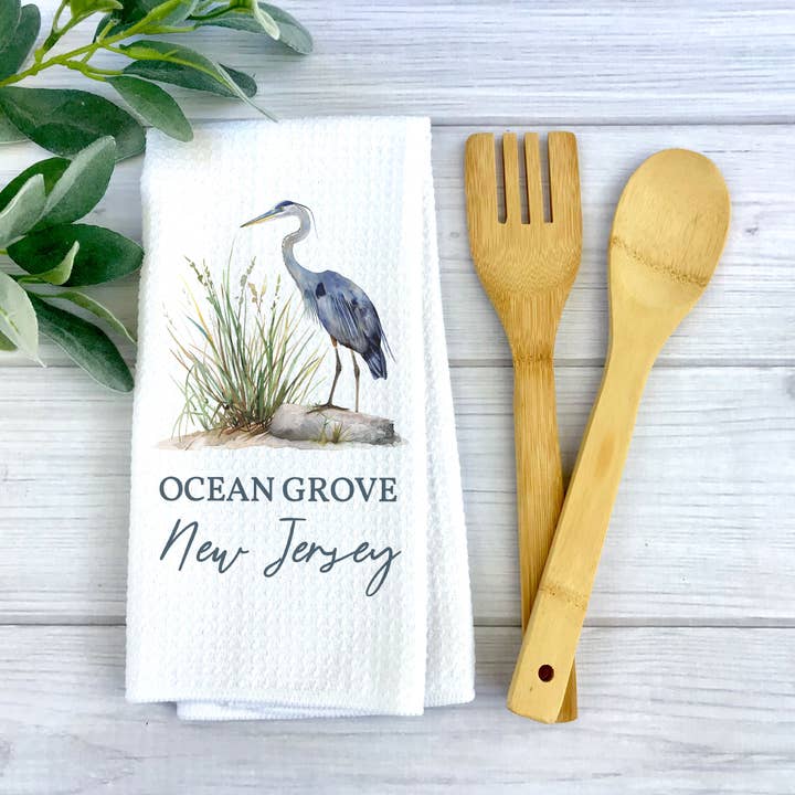 Heron Towel, Nautical Gift, Beach Decor Custom City State for wholesale by Canary Road