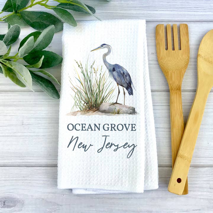 Heron Towel, Nautical Gift, Beach Decor Custom City State for wholesale by Canary Road