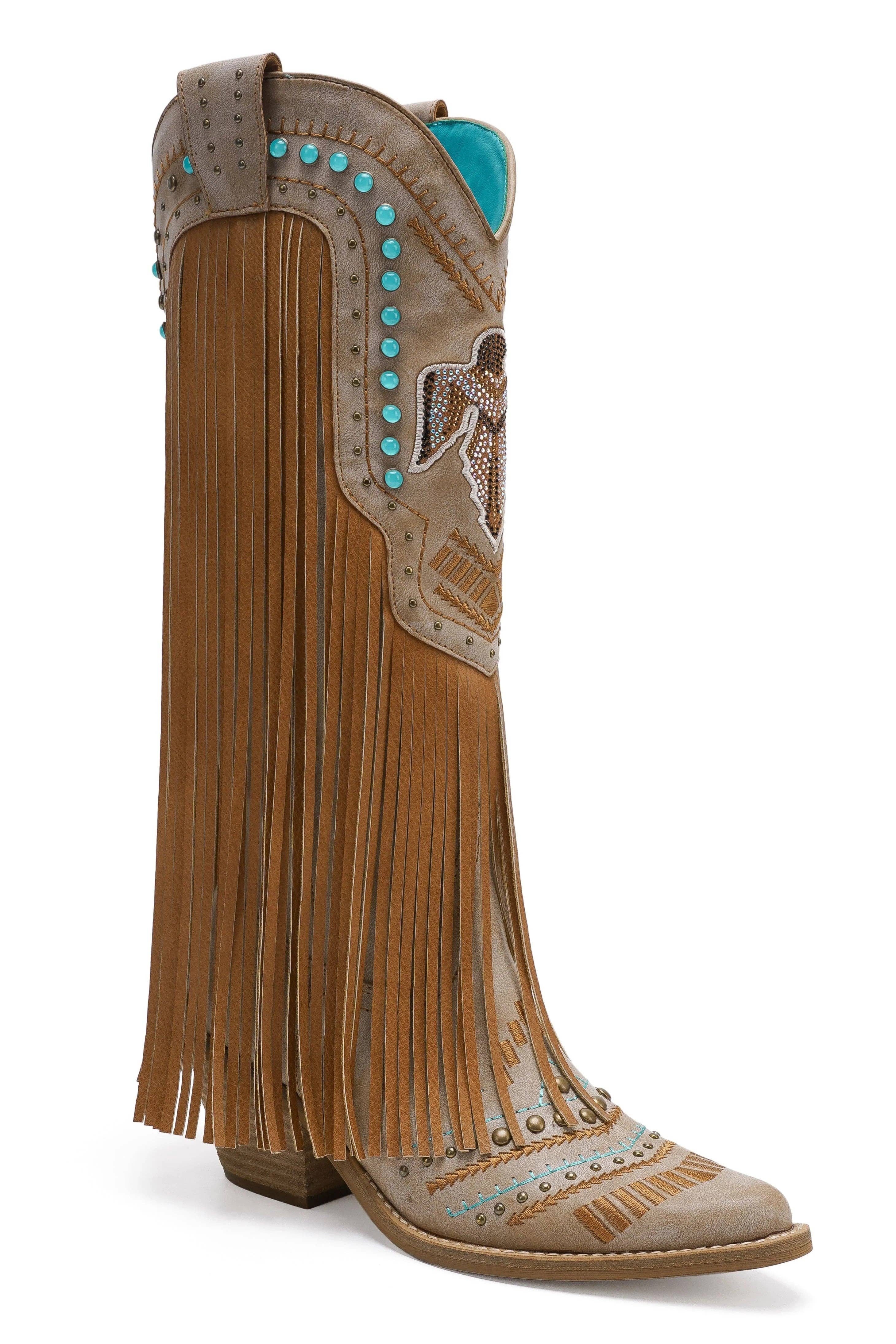 Mars Sky Shoes Wholesale - Wholesale Cowboy Boots - Women's - Beast Fashion ADELA-58 Women Block Heel Stunning Fringe Western Tall Boots-12 Pairs Pack-62.25/Pair1