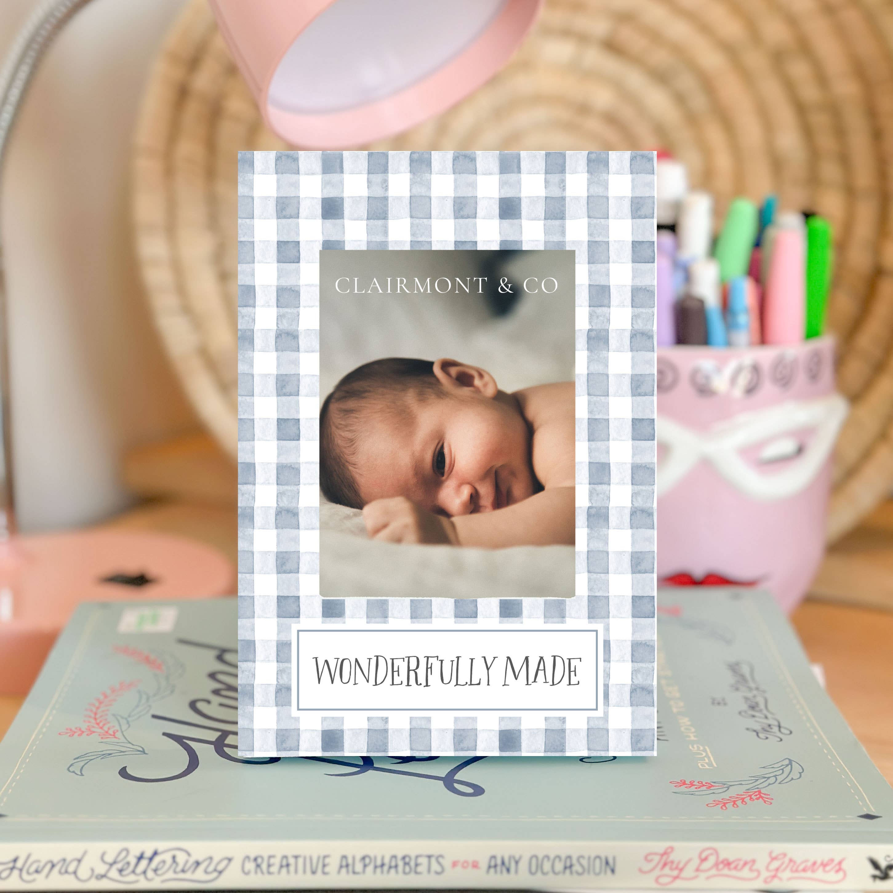Clairmont & Co - Wholesale Picture Frame - Kids & Baby - Wonderfully Made Picture Frame, Watercolor Check Mini Frame