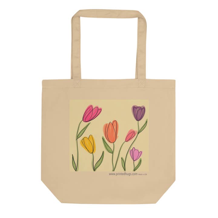 Colorful Tulip Tote Bag for wholesale by Printed Hugs