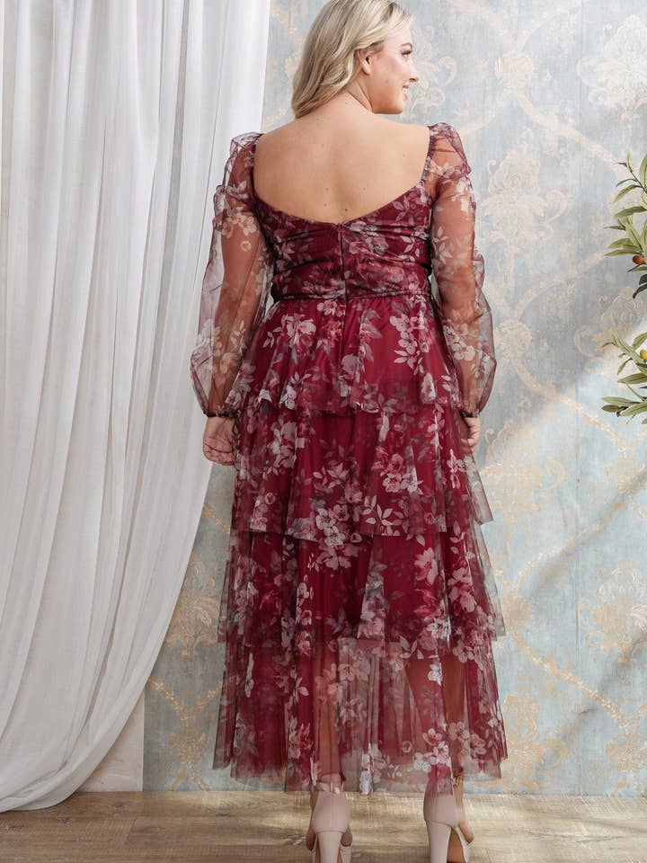 Rosemore Couture - Wholesale Dress - Women's - PLUS SIZE FLORAL PRINT PLEATED MIDI DRESS 6