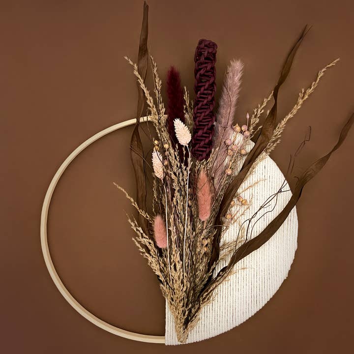 Warm Toned Dried Flowers Macramé Wreath for wholesale by OLFFE
