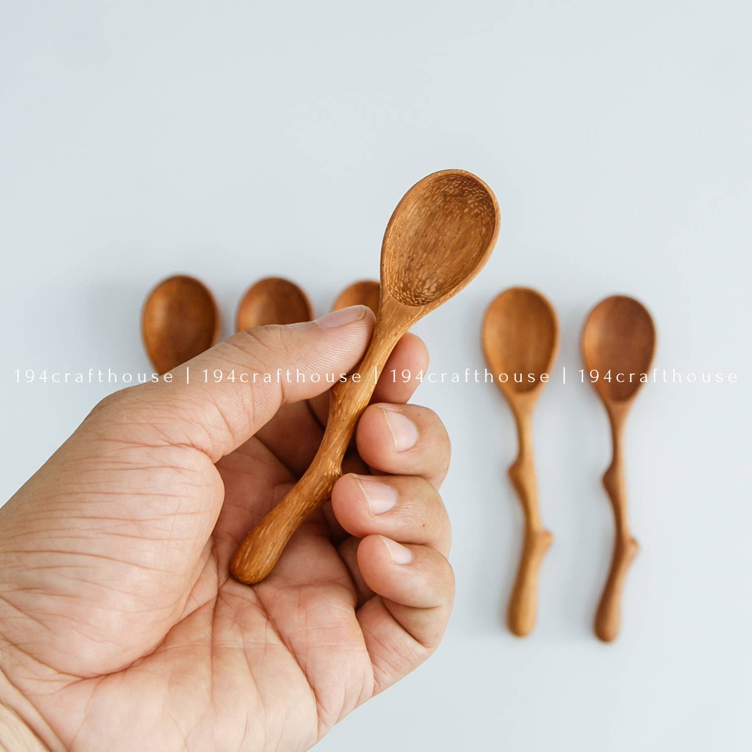 194 Craft House - Wholesale Measuring Spoon - Twig Handle Wooden Spices Small Spoons - Measuring Spoons