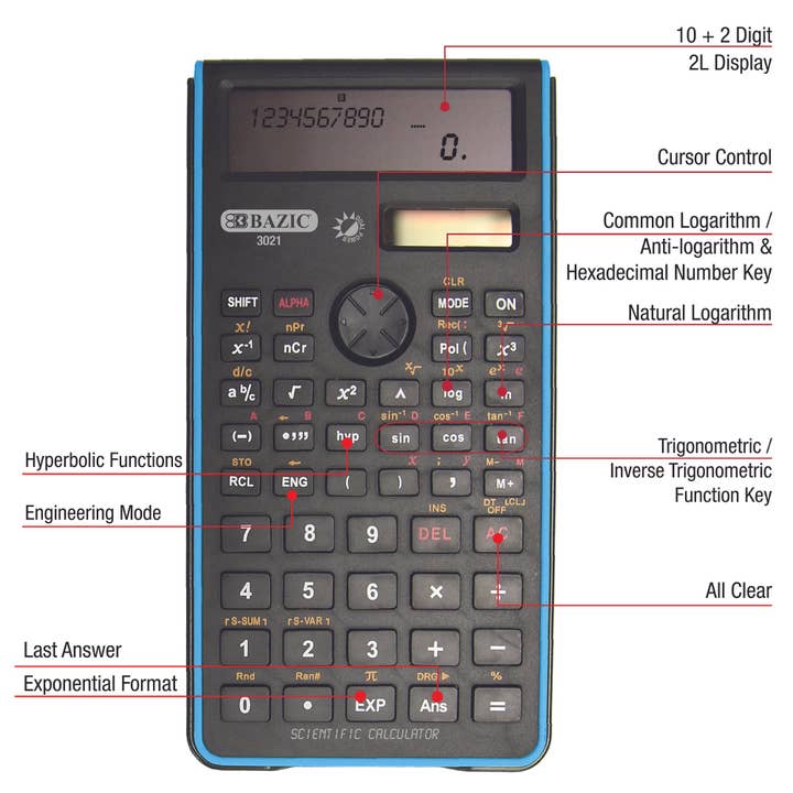 Luna Office Supply - Everyday Essential - Wholesale Calculator - 240 Function Fancy Color Scientific Calculator