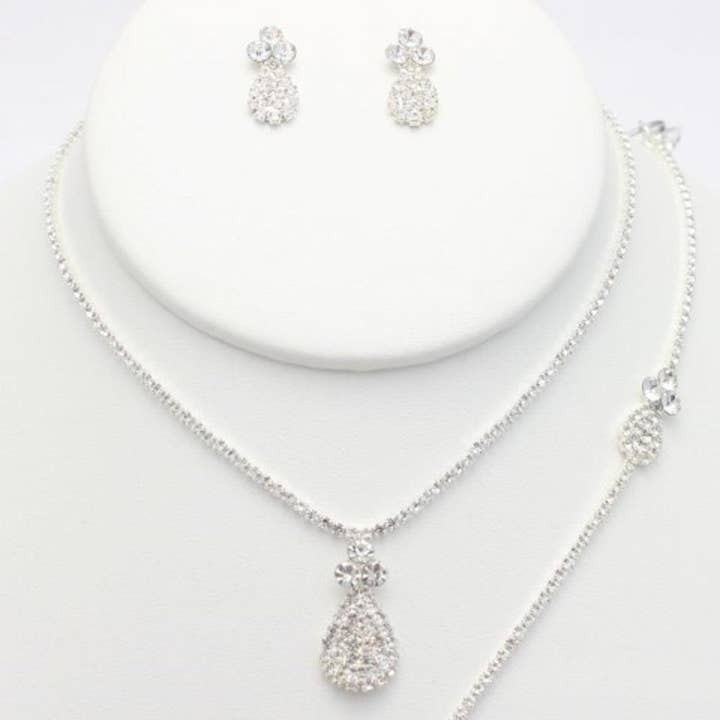 Oblige by G - Wholesale Jewelry Set - Teardrop Necklace Bracelet & Earring Set S-187422