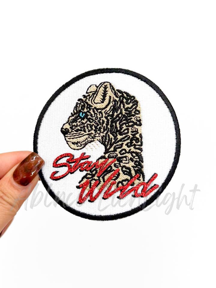 Stay Wild Cheetah Retro Glitter Patch for wholesale by ABLNco