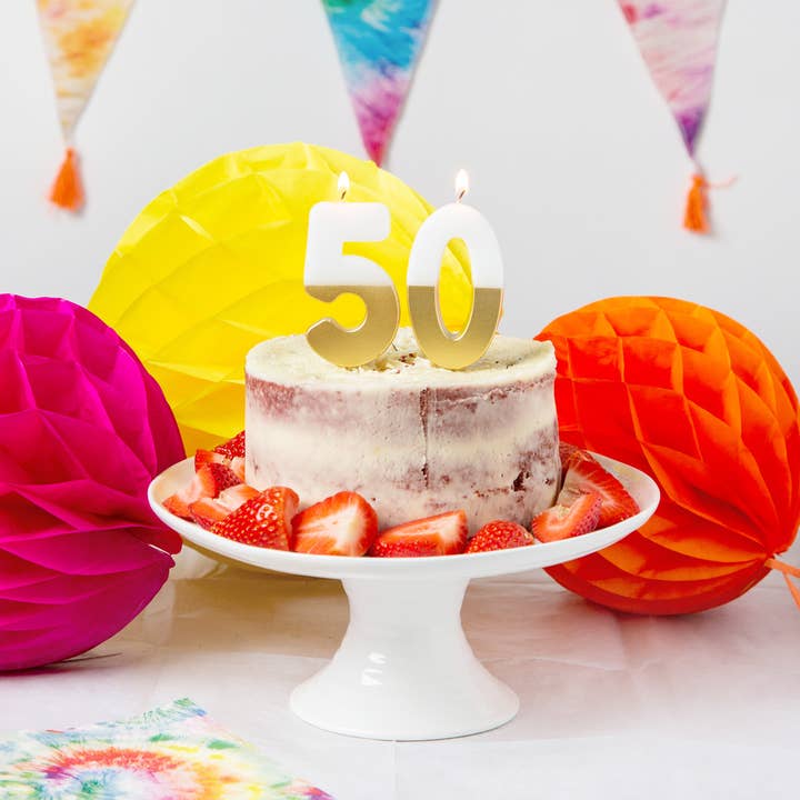 Talking Tables UK – wholesale Cake candle – White & Gold Number Birthday Candles Set| 0-9 | 30 Pack |3