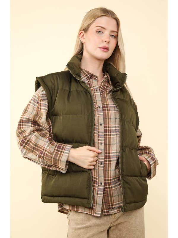 Vanilla Monkey - Wholesale Outerwear Vest - Women's - High Neck Casual Comfy Puffer Vest