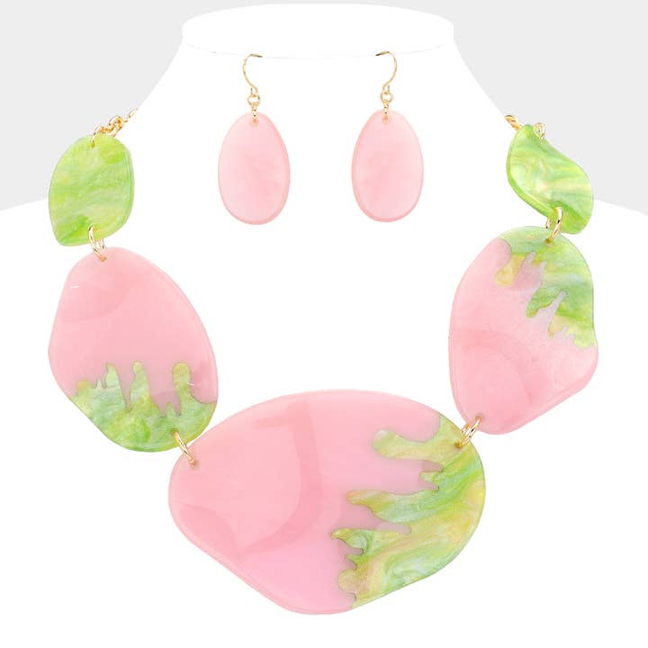 Abstract Glitter Celluloid Acetate Necklace for wholesale by Sensibling Corp.