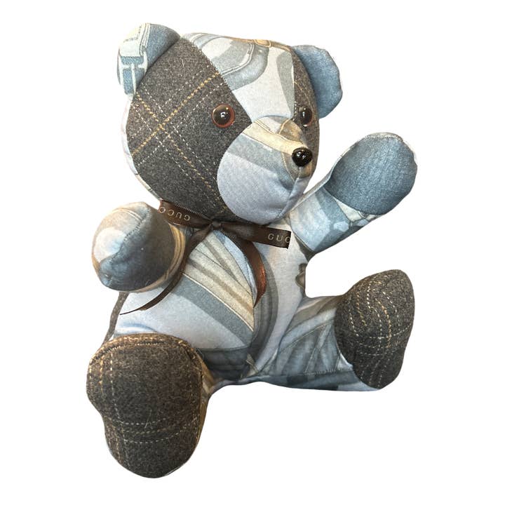 Vintage Luxe Up - Wholesale Decorative figurine - Gucci Equestrian Vintage Silk Scarf Patchwork Teddy Bear