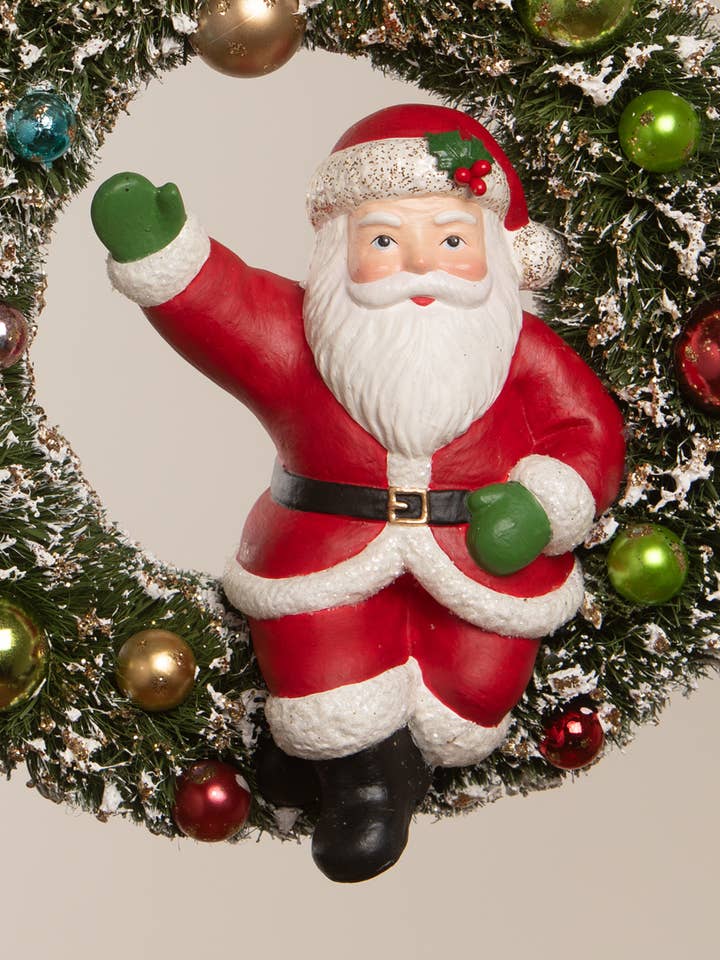 Kitschmas Santa in Wreath for wholesale by Bethany Lowe Designs