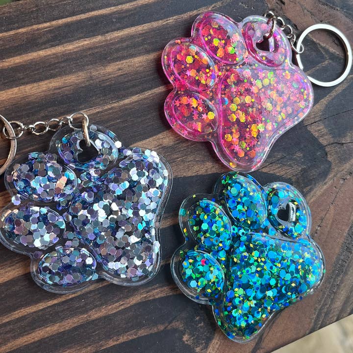 Mae Mae's - Wholesale Keychain – Women's - Glitter paw print keychains2