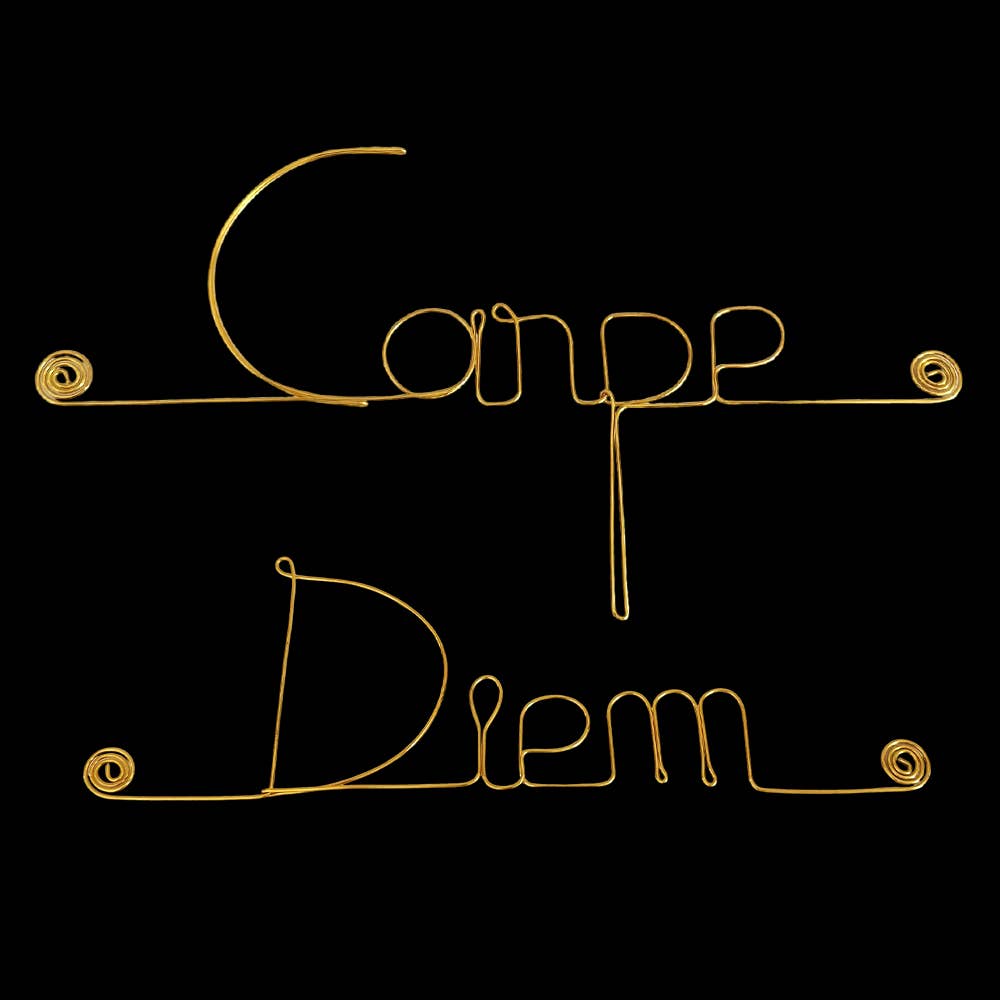 Bijoux de Mur - Wholesale Wall Accent - “Carpe Diem” Gilded Brass Wire Wall Decoration 1