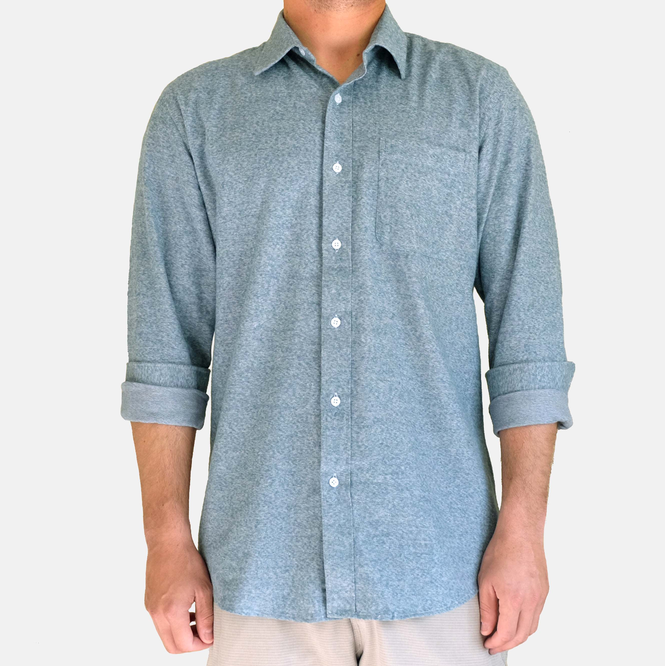 EKZO - Wholesale Button Down Shirt - Men's - Flannel Shirt Heather Opal4