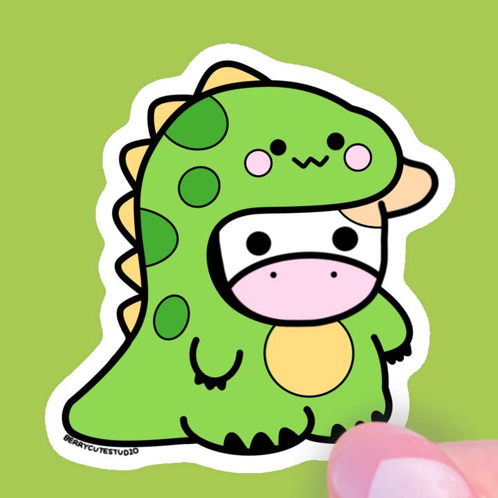 Dinosaur Cow - Weatherproof Vinyl Sticker for wholesale by BerryCuteStudio