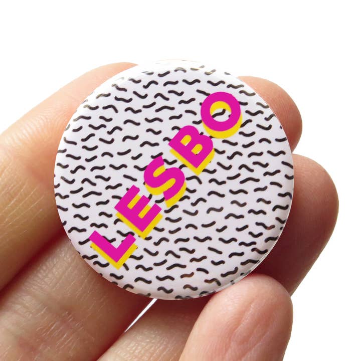 LESBO Pinback Button l Lesbian Gay Valentine for wholesale by Word For Word Factory