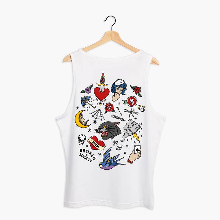 Tattoo Flash Sheet Tank (Unisex) for wholesale by Broken Society