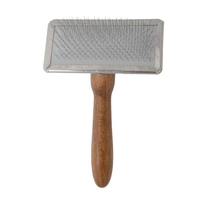 Beechwood Slicker Brush with Stainless Steel 0.4” Pins for wholesale by KIKA USA