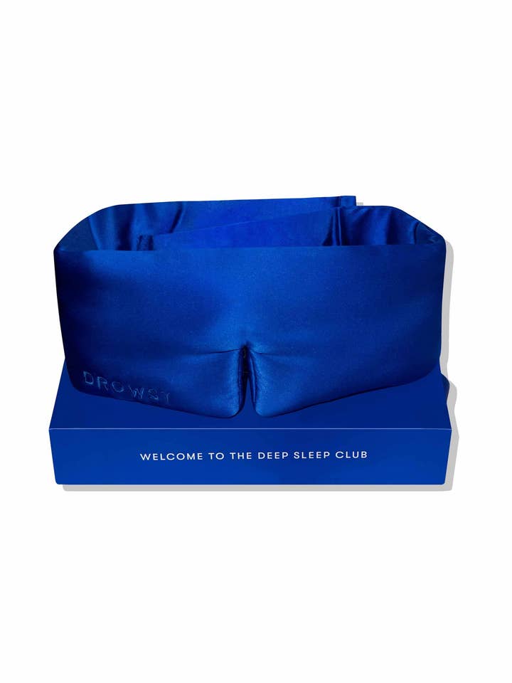 Royal Blue Silk Sleep Mask for wholesale by DROWSY UK