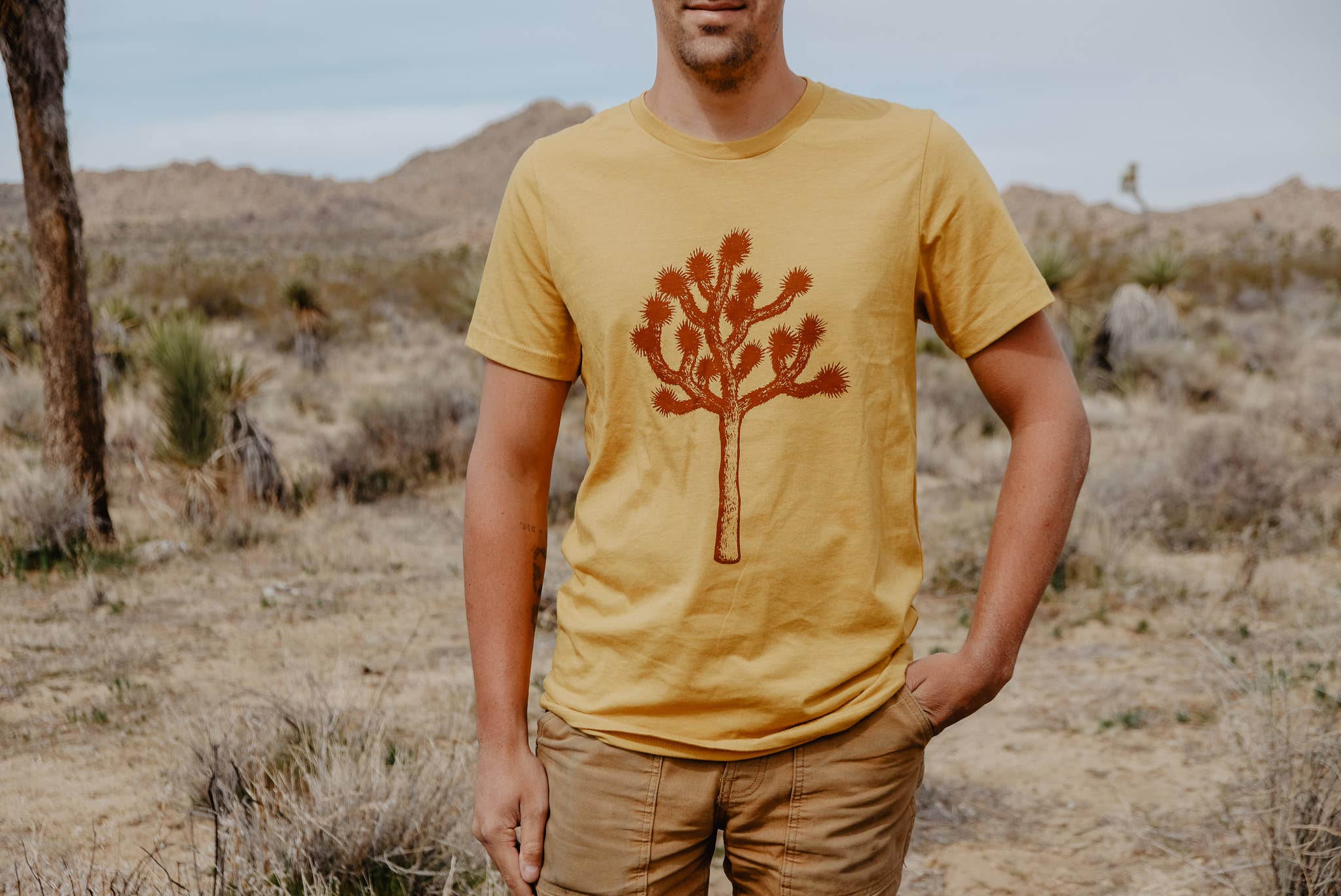 Moore Collection - Wholesale Screen Printed T-Shirt - Men's - Joshua Tree Tee- Mustard3