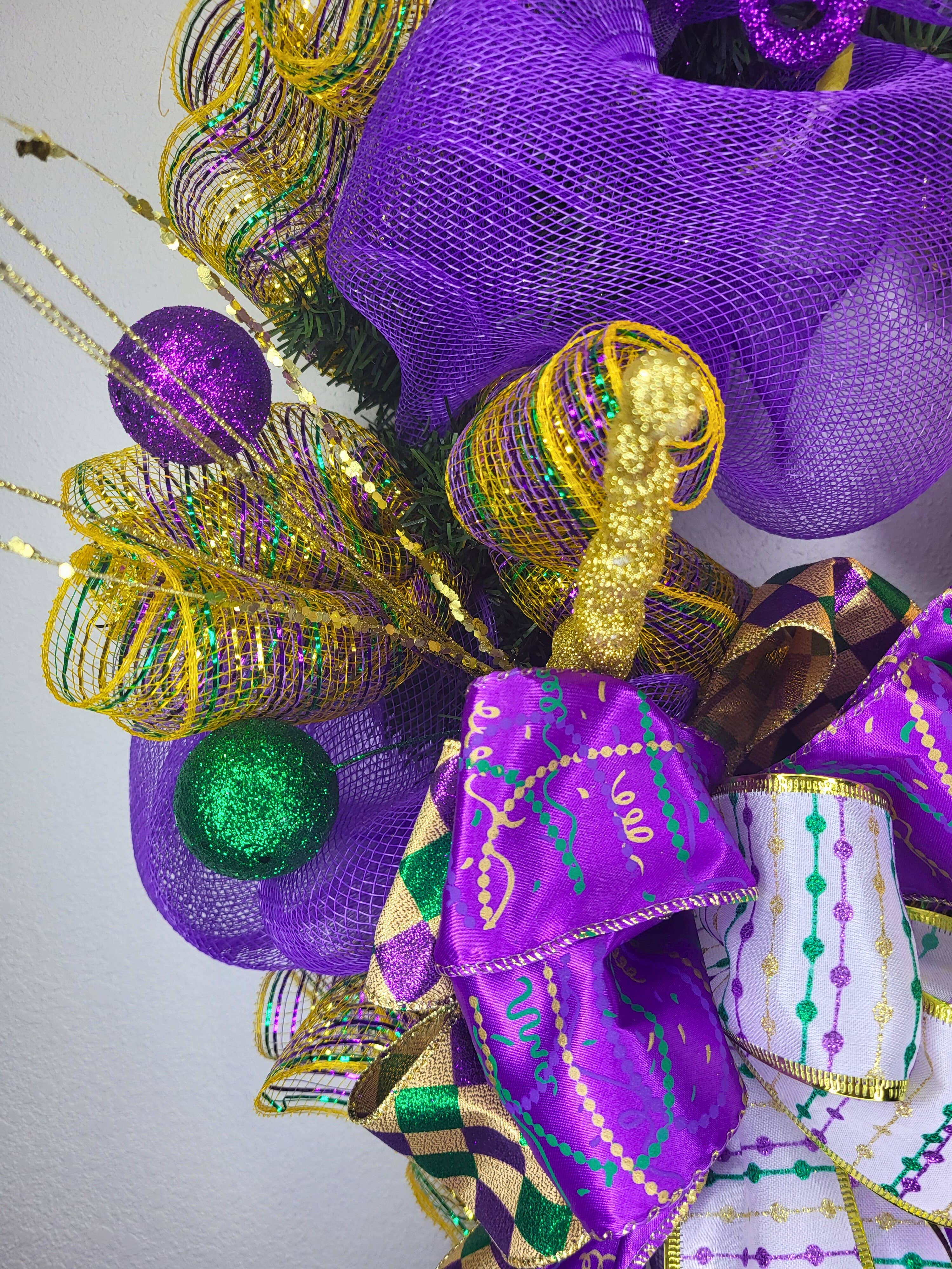 An Array of Wreaths, LLC - Wholesale Wreath - King Cake Baby Mardi Gras Wreath3