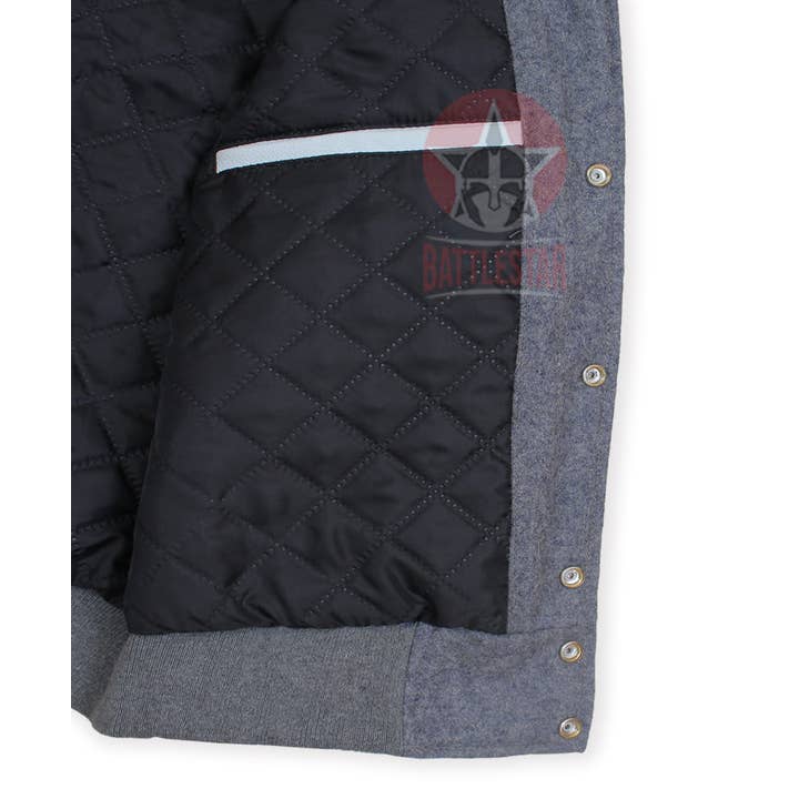 Eastworth Industries - Wholesale Varsity/Baseball Jacket - Men's - Gray Wool white Leather Sleeves Varsity Jacket3