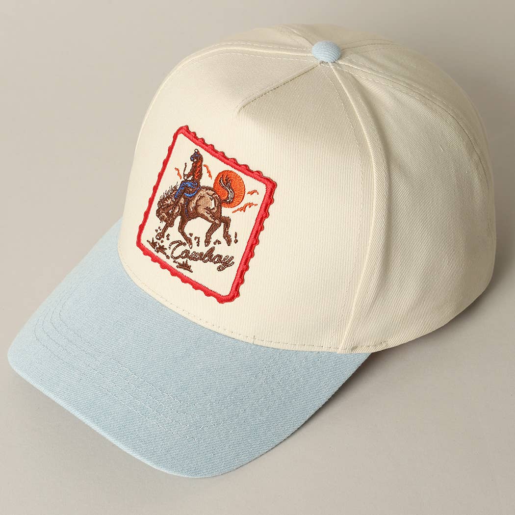 Fashion City - Wholesale Baseball Cap - Unisex - Detailed Cowboy Horse Embroidery Patch Denim Cap3