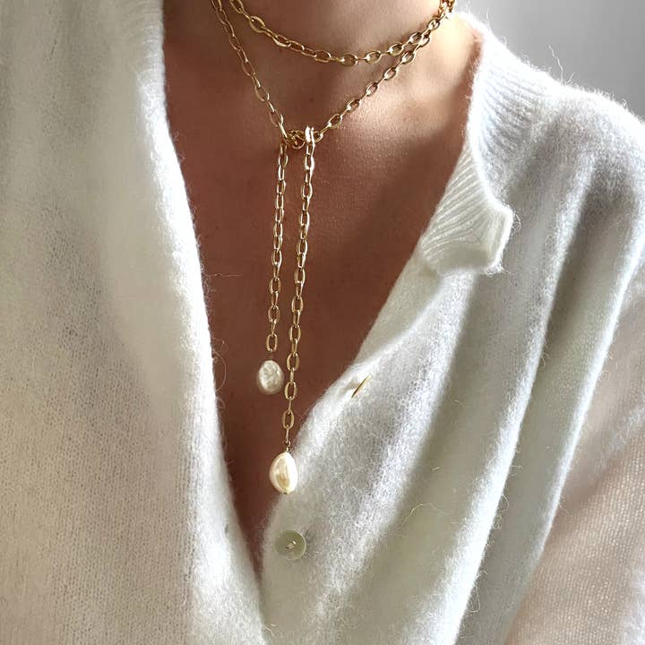 Gold PEARL TIE for wholesale on Faire6