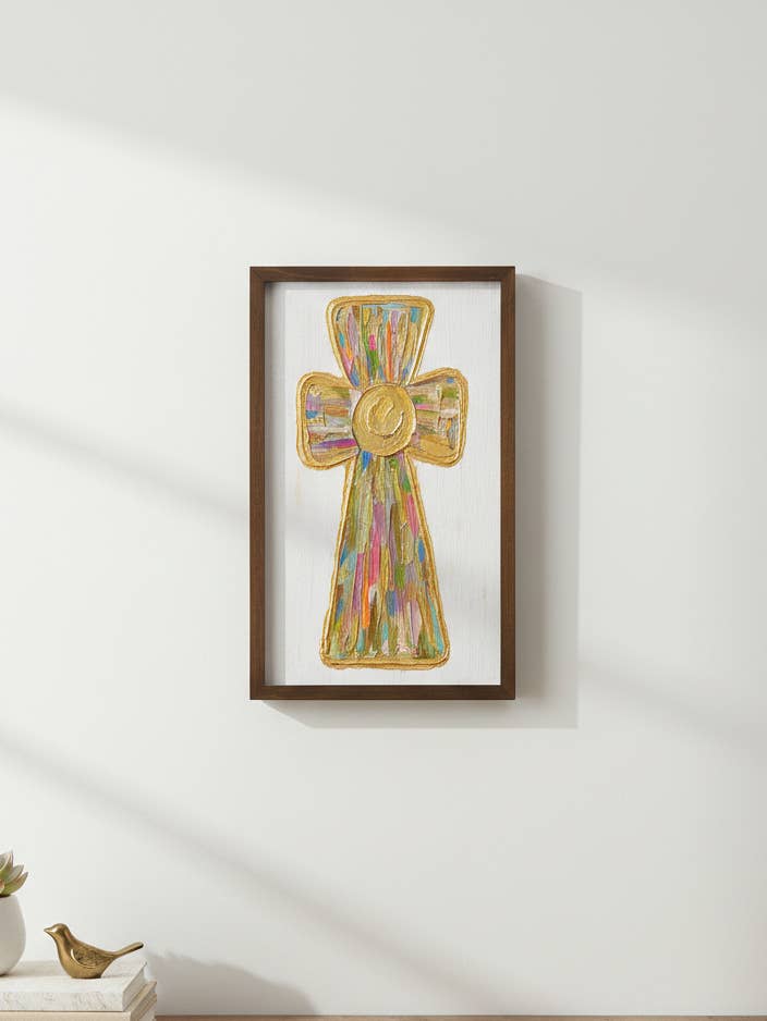 Décoration murale encadrée en bois à croix multiples pour la vente par Loftin Design Co