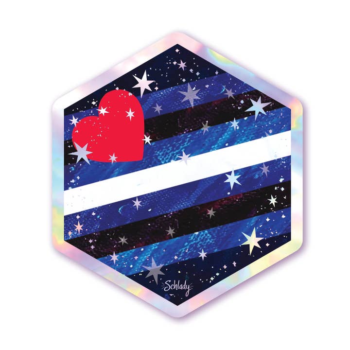 Starry Leather Pride Flag - Holographic Hexagon Sticker for wholesale by Schlady