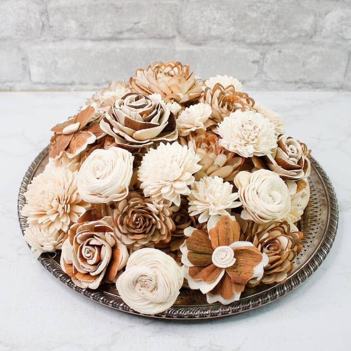 Sola Wood Flowers - Wholesale Artificial Flowers - 100 Random Assorted Wood Flowers