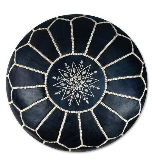 Terracotta Design LTD - Vendita all'ingrosso Pouf - Pouf in pelle marocchina | Poggiapiedi blu scuro2