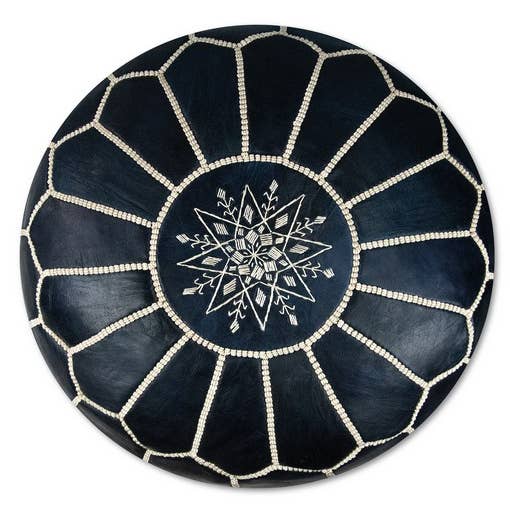Terracotta Design LTD - Wholesale Pouf - Moroccan Leather Ottoman Pouf | dark blue Footstool 2