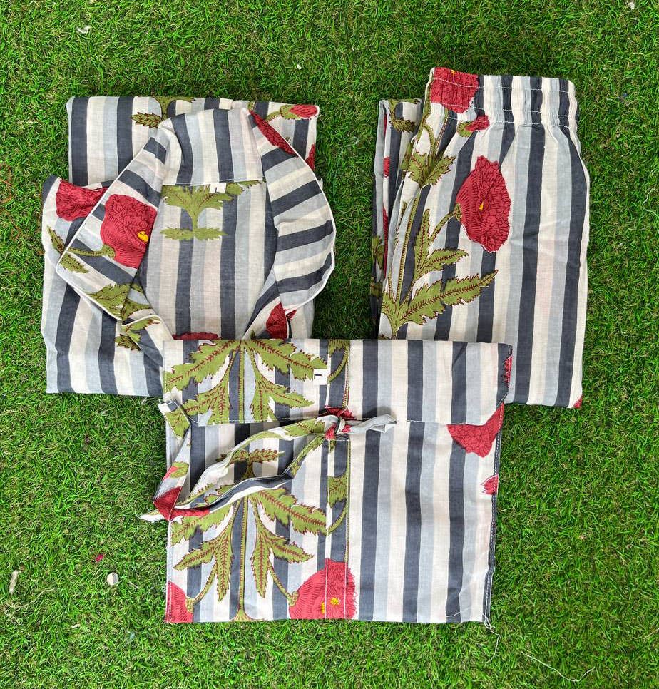 bhavnas boutique - Vente Haut et bas de pyjama – femme - Ensemble de salon, costume de nuit doux, vêtements de fête à imprimé floral, pyjama4