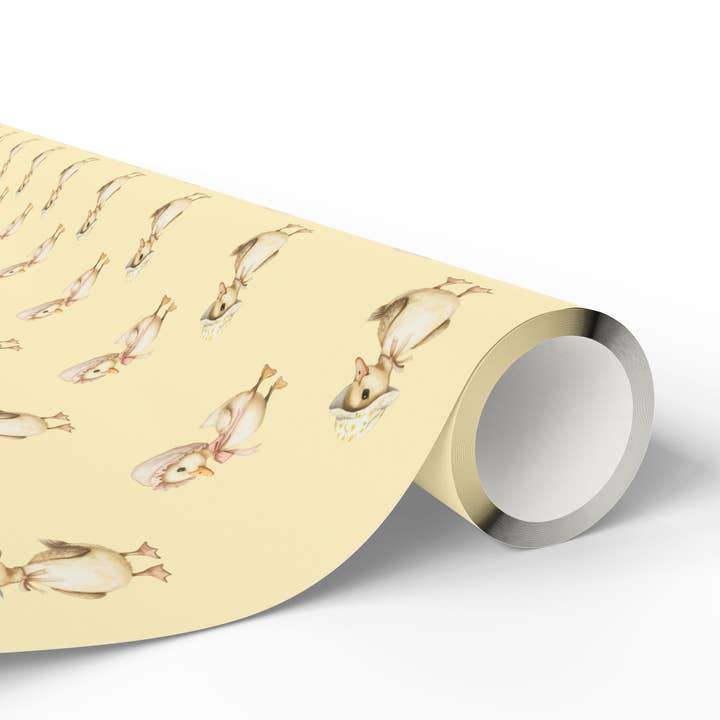 Lokipawz - Wholesale Flat Wrap - Charming Yellow Baby Duck Wrapping Paper4