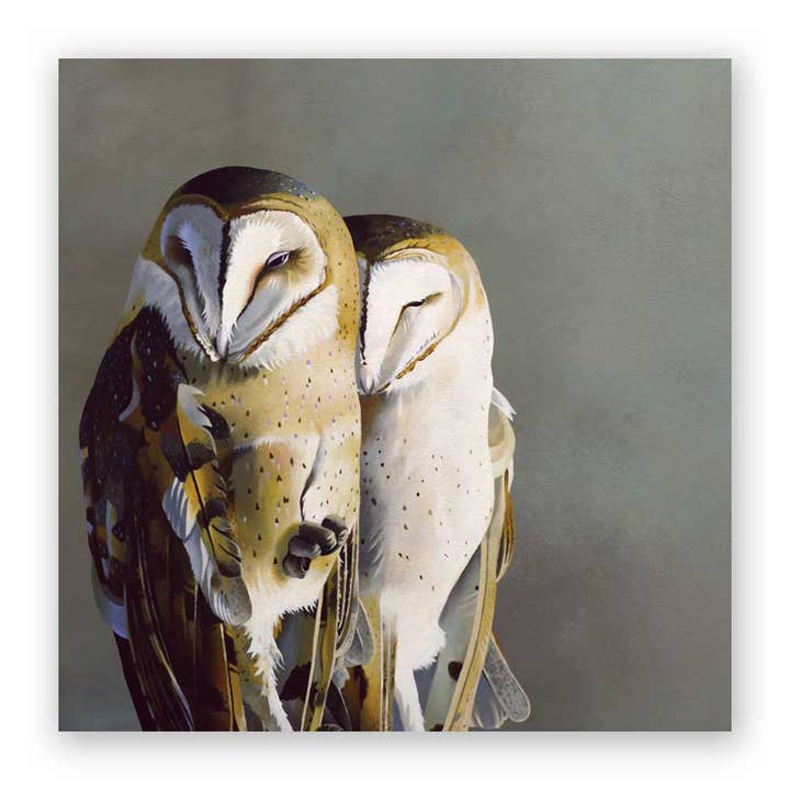 The Mincing Mockingbird - Wholesale Art Print - Barn Owl Pair Wood Wall Art Decor