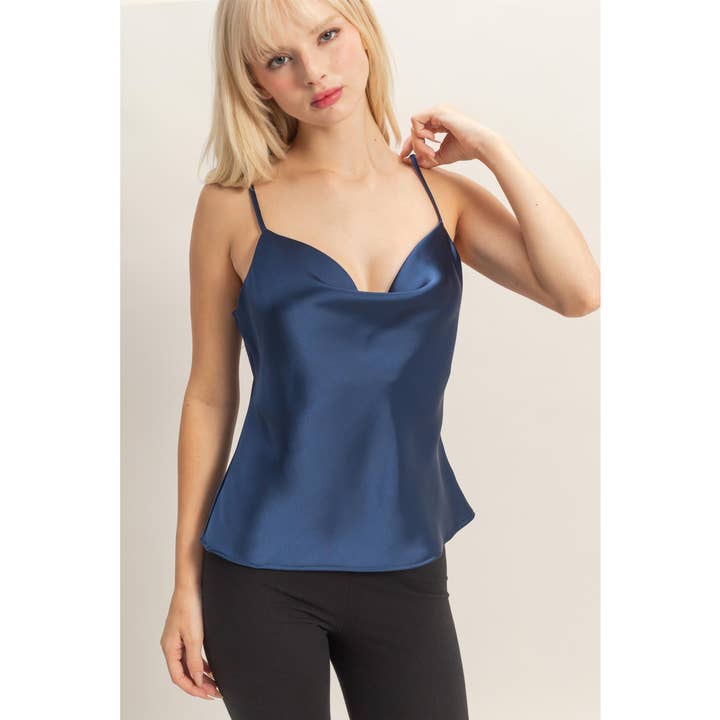 Cowl Neck Satin Cami Top for wholesale by Double Zero