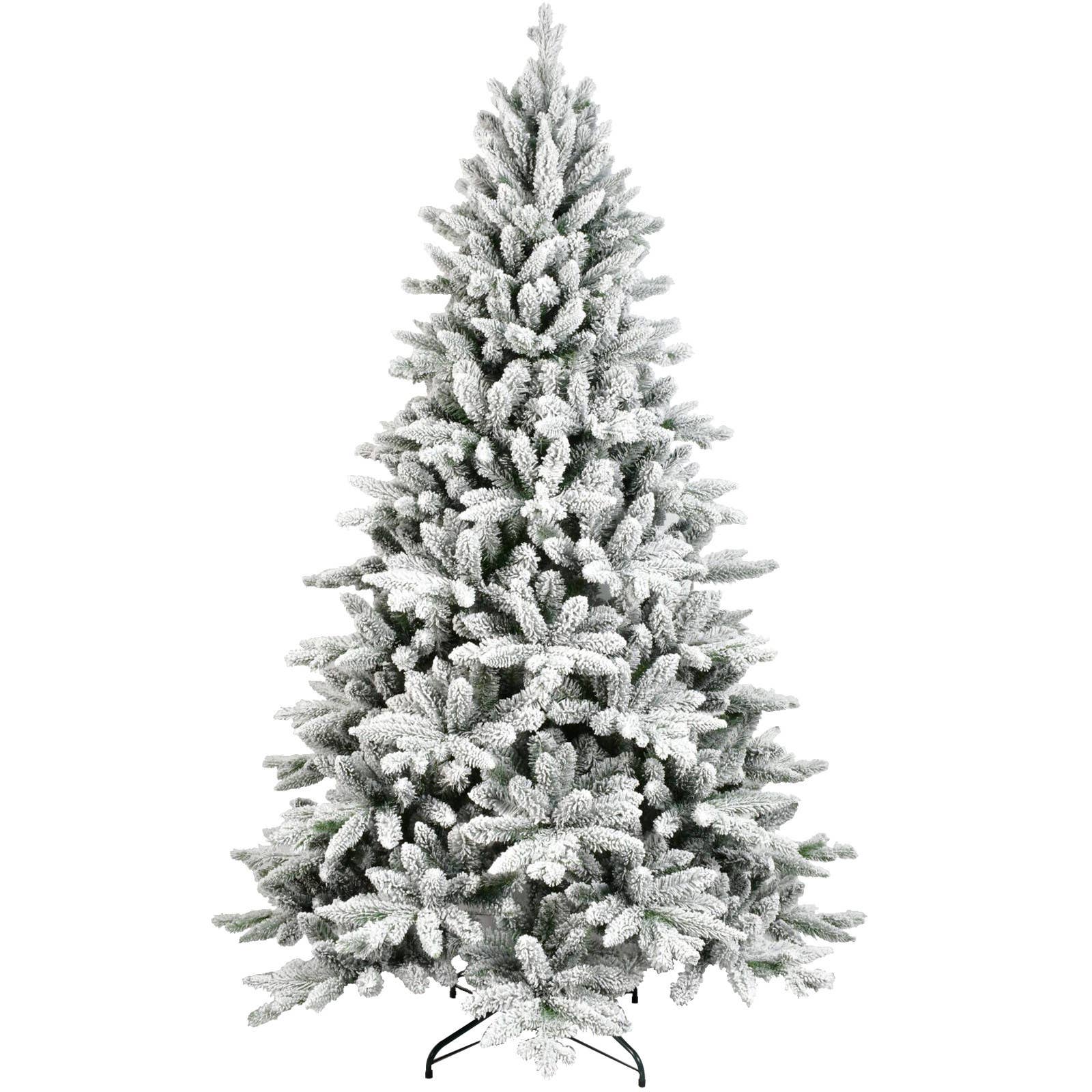 HomeRoots - Wholesale Artificial Christmas Tree - 5' Green And White Full Flocked Spruce Christmas Tree3