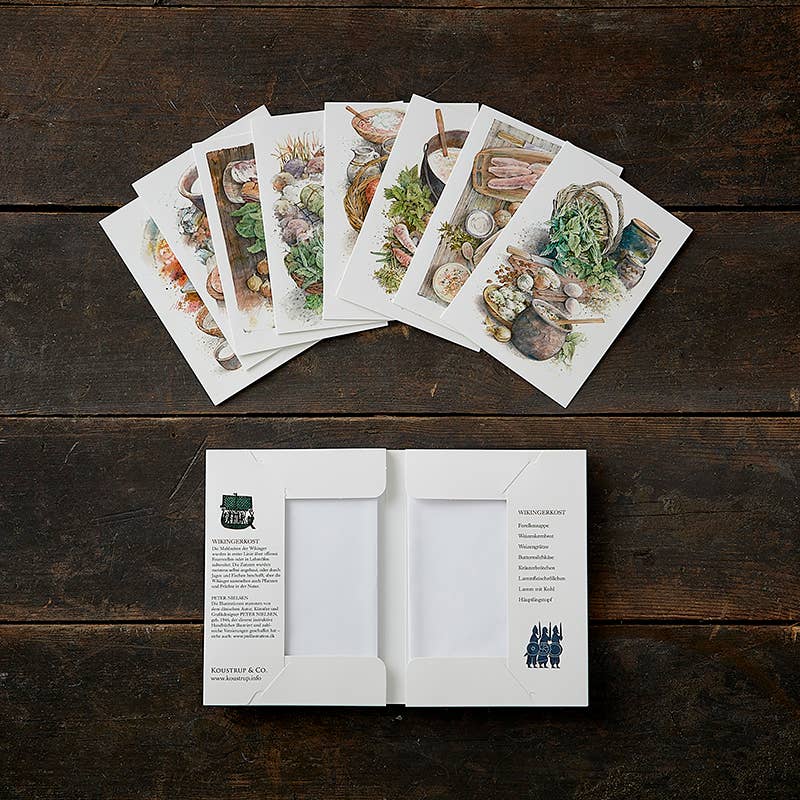 Koustrupco - Wholesale Stationery/Notecard Set - Cardfolder Wikingerkost - 8 cards w/envelopes (german)2