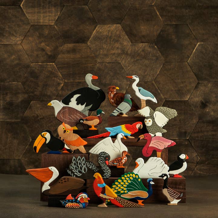 Wooden Caterpillar Toys - Wholesale Wood Toy - Kids - Wooden toy brown duck bird Toy mallard drake Widgeon Bird2