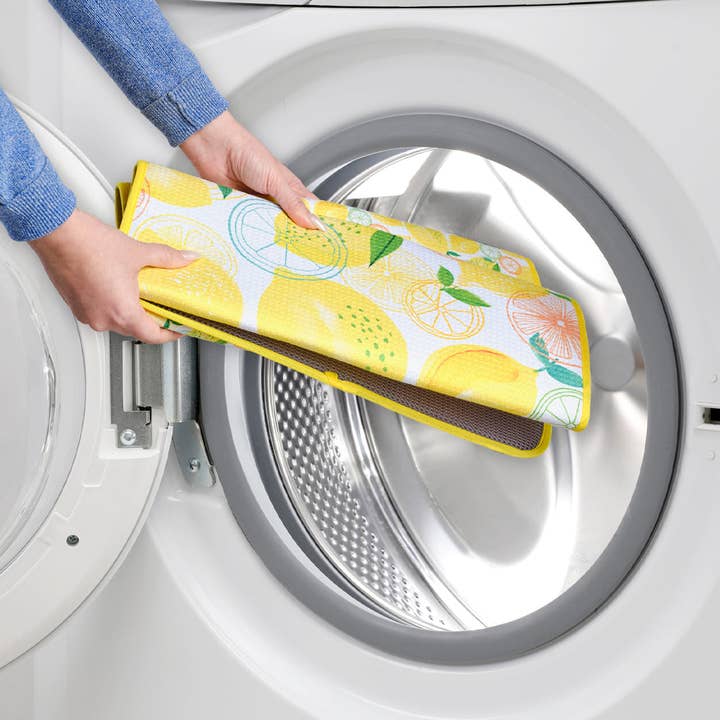 WerkShoppe - Vendita all'ingrosso Sgocciolatoio/scolapiatti - Set di 2 tappetini asciuga stoviglie a quadretti con limoni3