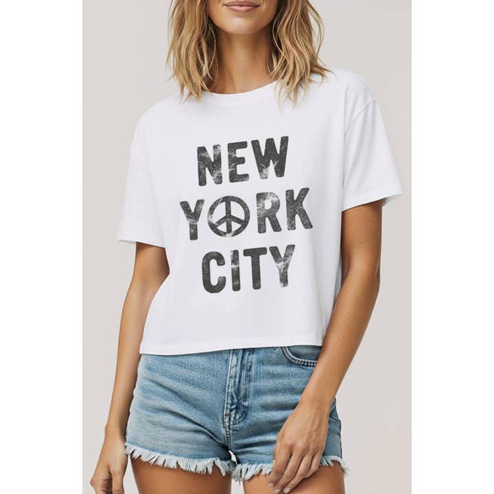 NEW YORK CITY TYPOGRAFIE KASTIGES CROP-TOP für den Großhandel von STARCHIS