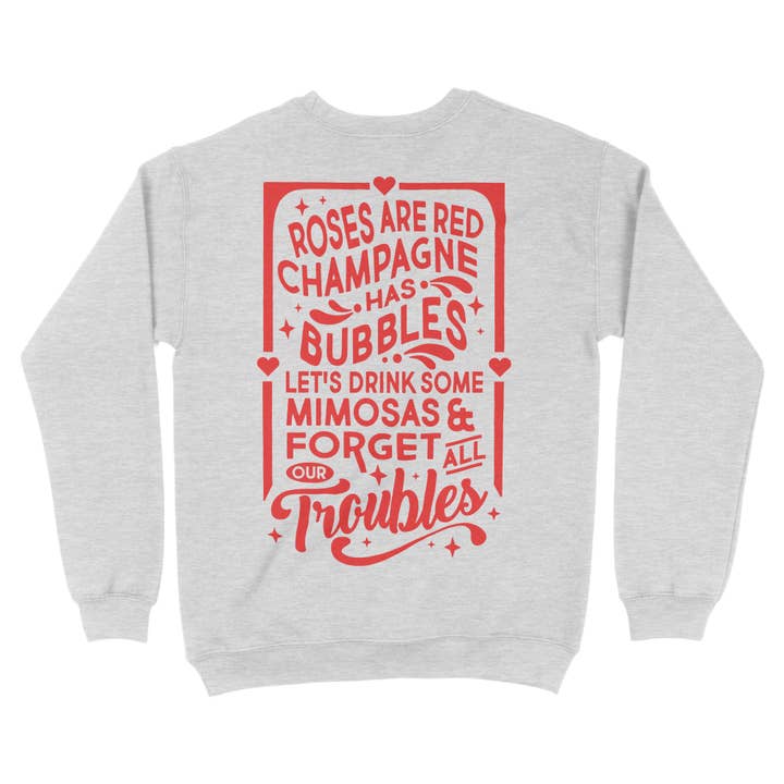 femfetti - Wholesale Sweatshirt - Women's - Champagne Has Bubbles Front and Back Sweatshirt2
