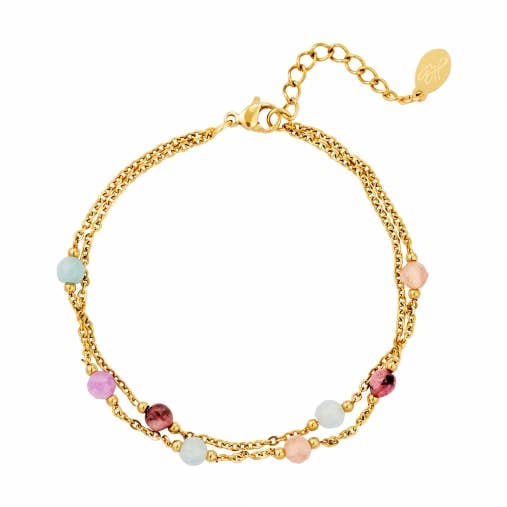 Doppellagiges Armband mit farbigen Steinen für den Großhandel von SHINE BUY