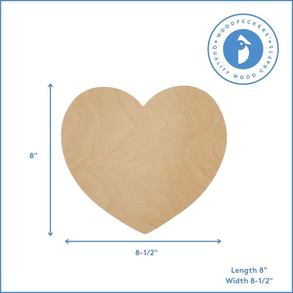Woodpeckers Crafts - Wholesale Cutouts - 8-1/2" Heart Wooden Cutout1